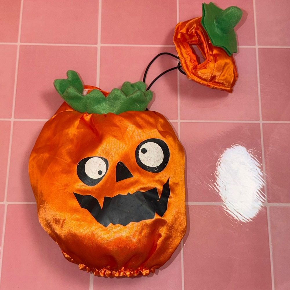 Halloween Jack-O-Lantern Pumpkin Pet Costume with Hat Orange XS Small Animal